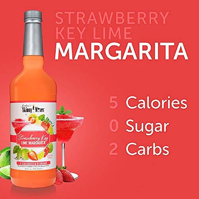 Jordan's Skinny Mixes Strawberry Key Lime Margarita, Sugar Free Cocktail Flavoring Mix, 32 Fl Oz